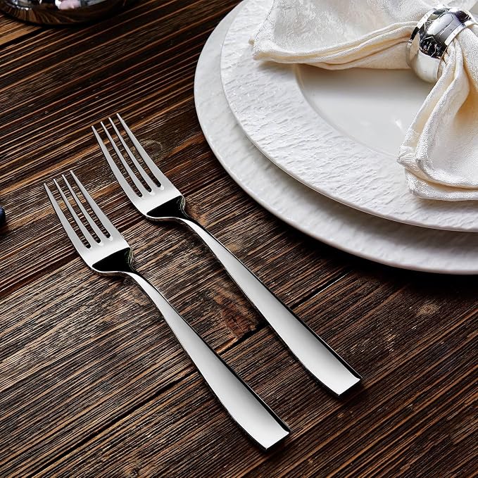 KEAWELL Premium 4-Piece Louis Salad Fork, 18/10 Stainless Steel, Set of 4, Fine Fork Set with Squared Edge, Dishwasher Safe (7.6 inches)