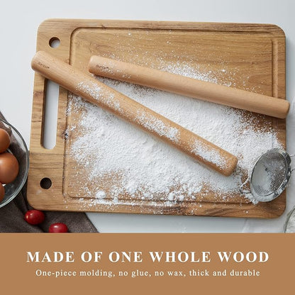 Bamber Wood Rolling Pin for Baking Large Wooden Rolling Dowel Stick Dough Roller for Cookie Dumpling Pastry Pizza Tortilla, 17.3'' by 1.6''