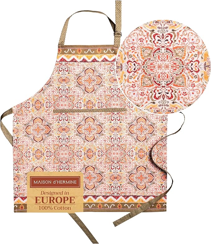 Maison d' Hermine 100% Cotton Apron for women with Pocket Kitchen Chef Apron for Men Cooking Spring Summer
