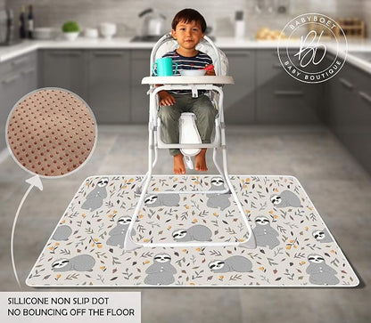 Splat Mat for Baby – Under High Chair Floor Mat Protects Wood, Vinyl and Carpet from Spills – Waterproof 4 Layer Baby Mat with Anti-Skid Backing Deters Bunching and Sliding (51” x 51”)