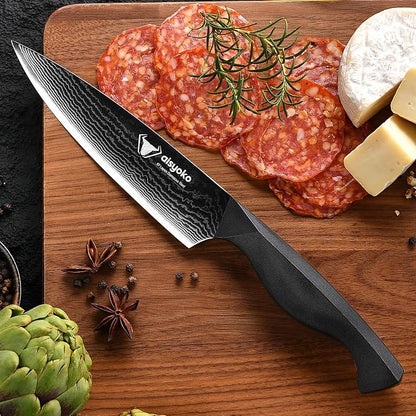 aisyoko Professional Chef Knife 6.5" Damascus Kitchen Knife 8C High carbon stainless steel Super sharp,Full Tang ABS Anti-Skid Handle utility knife Japanese Cooking Knife with Luxury Gift Box