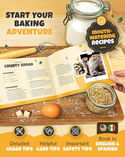 CRUSTLOVE Cast Iron Bread-Pan with Lid - incl. Sourdough Bread Baking Supplies - like Banneton Bread-Proofing Basket - 7.2QT Bread-Oven Dutch, Oven for Bread-Baking Cast Iron Pan Scoring Tool Lame Kit