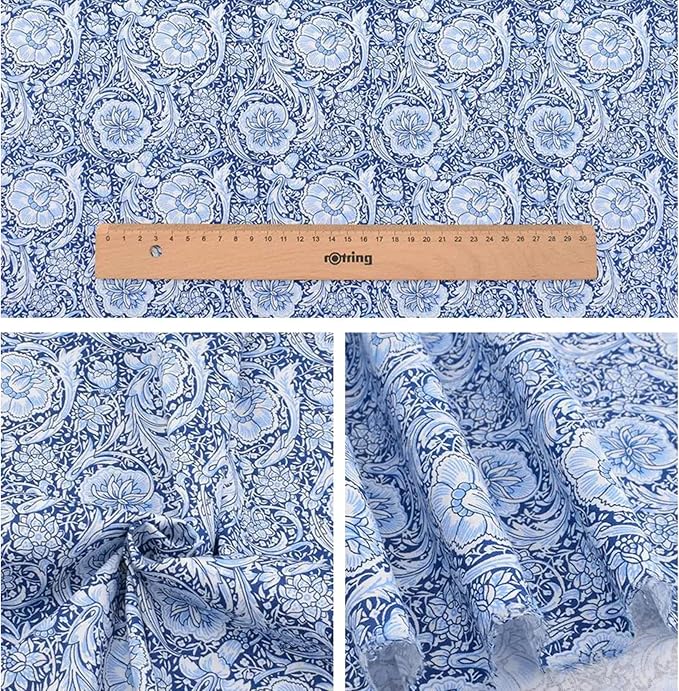 Nodsaw 14Pcs Vintage Floral Paisley Fat Quarter Fabric, Fall Navy Dark Blue | 100% Soft Cotton, Precut 18x22 inch Quilting Material Bundle For Sewing, Quilts, Bags, DIY Crafts, Upholstery