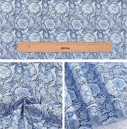 Nodsaw 14Pcs Vintage Floral Paisley Fat Quarter Fabric, Fall Navy Dark Blue | 100% Soft Cotton, Precut 18x22 inch Quilting Material Bundle For Sewing, Quilts, Bags, DIY Crafts, Upholstery