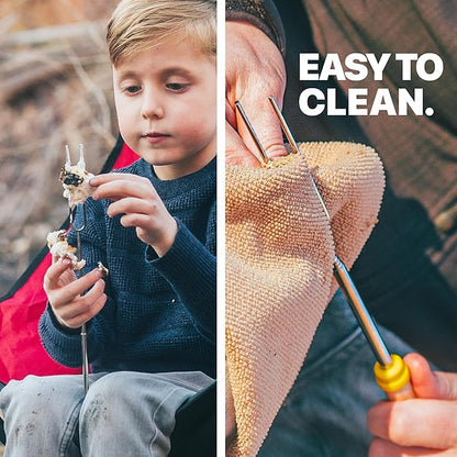 MalloMe Smores Sticks for Fire Pit - Accessories for Campfire Marshmallow Roasting Sticks Smores Kit Outdoor - Smore Skewers Hot Dog Fork For Outside, Camping Essentials Bonfire Gear Long 32" 10 Pack