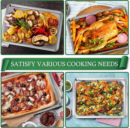 P&P CHEF 17.5 Inch Baking Sheet and Rack Set, Stainless Steel Cookie Sheets Oven Baking Pans Trays with Cooling Racks for Cooking & Roasting, Oven & Dishwasher Safe, (4Pcs)