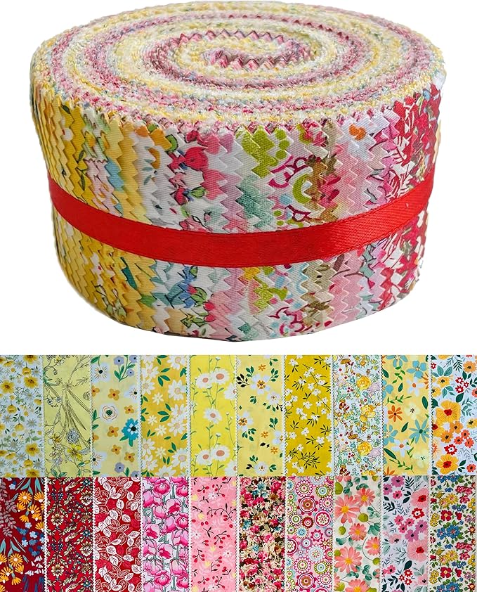 40 Strip Jelly Roll Fabric Strips for Sewing, 100% Cotton Fabric for Quilting Crafting, Precut Bundles, Patchwork Precut Quilt Squares-2.5" x 44" Rising Sun