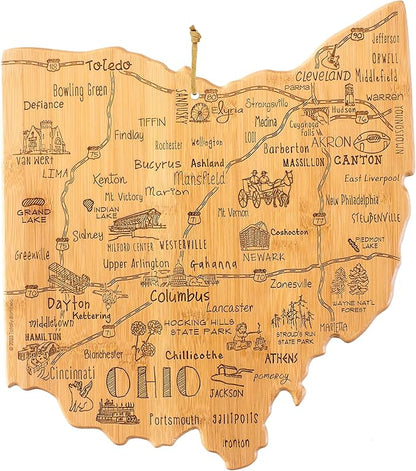 Totally Bamboo Destination Ohio State Shaped Cutting Board
