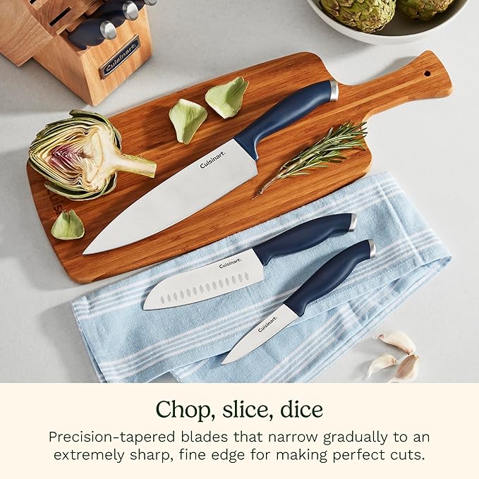 Cuisinart C77SSN-12P Color Pro Collection 12 Piece Knife Block Set, Navy