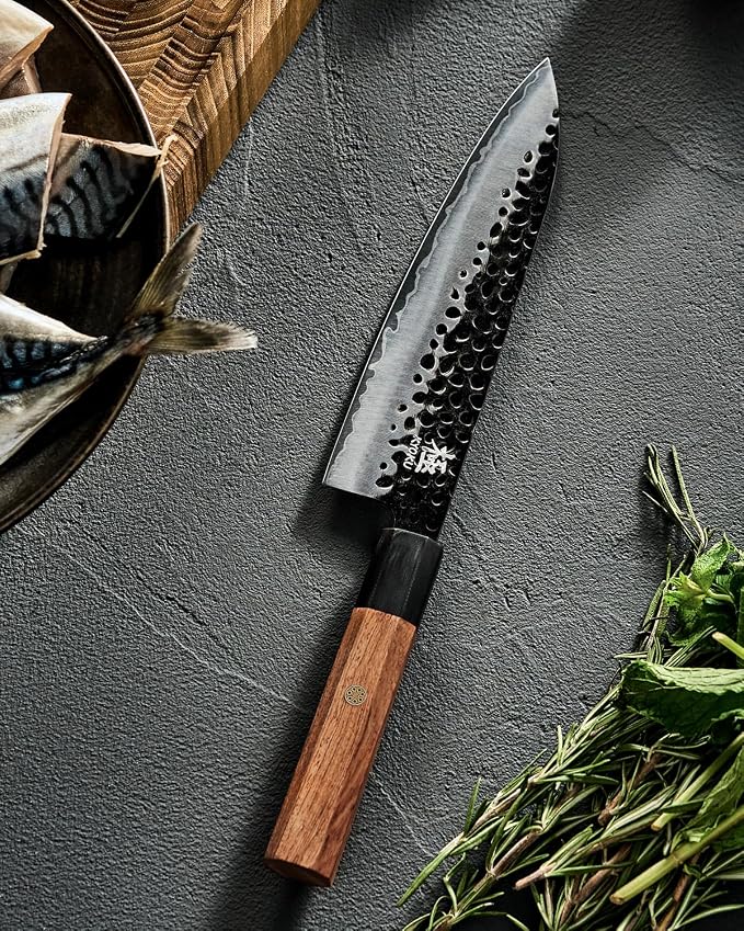 KYOKU Chef Knife, Kage Series 8" Kitchen Knife with 3-Layer Laminated Steel Blade Rosewood Handle, Japanese Style Chef's Knife, Kitchen Knife for Chopping Slicing Mincing and More