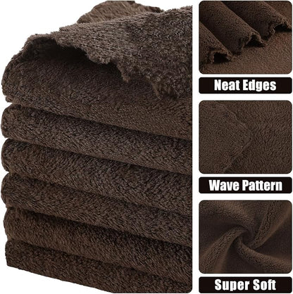 Kitinjoy 24 Pack Kitchen Cloths Dish Towels (10" x 10", Brown), Super Soft and Absorbent Dish Cloths, Nonstick Oil Fast Drying Coral Velvet Microfiber Cleaning