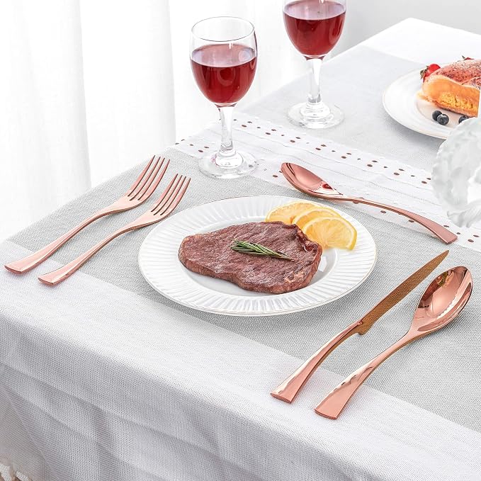 20 Pieces Rose gold Silverware Set Service for 4,Modern 18/10 Stainless Steel Flatware Cutlery Set,Utensil Set for Home Restaurant Hotel,Mirror Polished,Dishwasher Safe