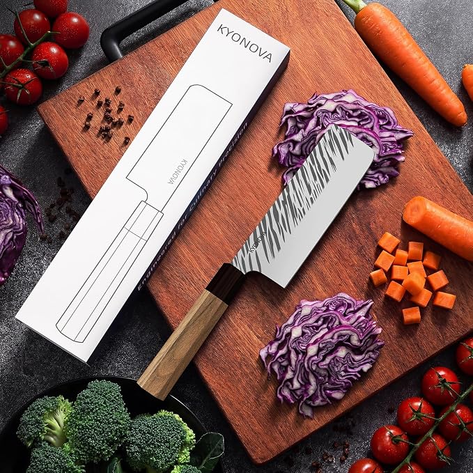 7 Inch Nakiri Knife, 9-Layer VG10 High Carbon Steel Japanese Chef Knife, Handcrafted Vegetable Cleaver with Octagonal Rosewood Handle sharp kitchen knife for Home Kitchen & Restaurant