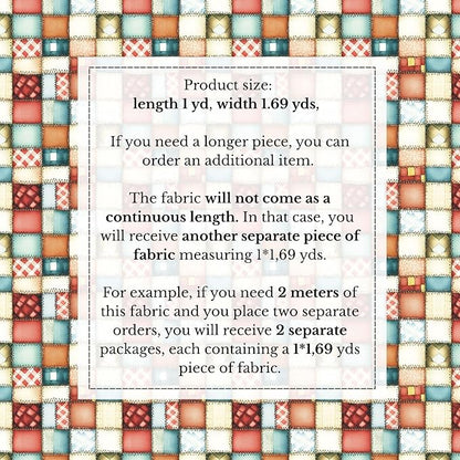 100% Cotton Fabric by the Yard – Turkish Quality Quilting & Sewing Fabric, 1 Yard x 1.69 Yards Wide, Patchwork Cotton for Crafts
