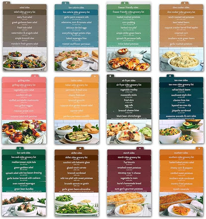 PPP Meal Planner 72 Recipe Cards (Sides Menu - Photo Edition) - Weekly Menu Planner | Sturdy Recipe Box | 12 Reusable Grocery Lists | 5 Blank Recipe Cards | Recipe Card Protector | Recipe Ideas