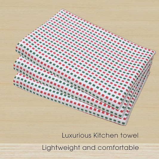 Urban Villa Christmas Kitchen Towels 100% Cotton Dish Towels for Kitchen (Set of 6) 20”x30” Dish Cloths Highly Absorbent Kitchen Linen Set with Hanging Loop Perfect for Drying Dishes-Red Green White