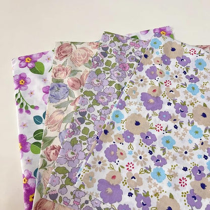 7Pcs 20" x 20" Cotton Fabric DIY Making Supplies Quilting Patchwork Fabric Fat Quarter Bundles DIY for Quilting Cotton Patchwork Cushions (Purple Flowers, 20 x 20 inches)