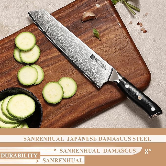 Chef Knife, 8 inch Damascus Japanese Kitchen Cooking Knife, Ultra Sharp Japanese Chef Knives, Professional Kitchen Chef's Knife Green G10 Handle knives