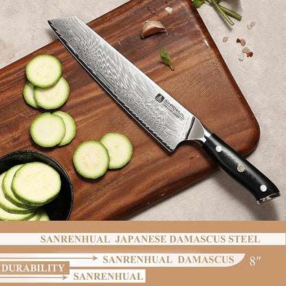 Chef Knife, 8 inch Damascus Japanese Kitchen Cooking Knife, Ultra Sharp Japanese Chef Knives, Professional Kitchen Chef's Knife Green G10 Handle knives