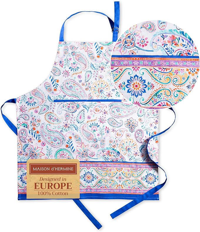 Maison d' Hermine 100% Cotton Apron for women with Pocket Kitchen Chef Apron for Men Cooking Spring Summer