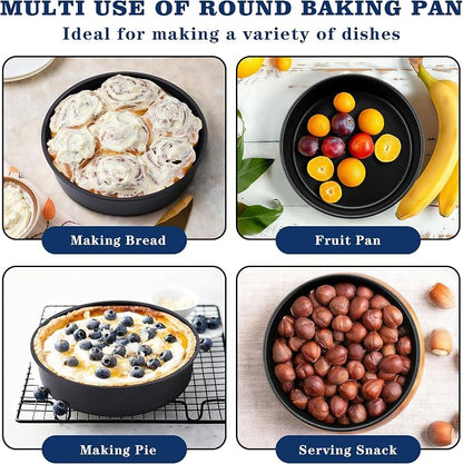 E-far 9 Inch Round Cake Pan Set of 3, Nonstick Stainless Steel Baking Pans Tin, Bakeware for Layer Cakes, Stainless Steel Core & Non-toxic Coating, Straight Side & 2 Inch Deep