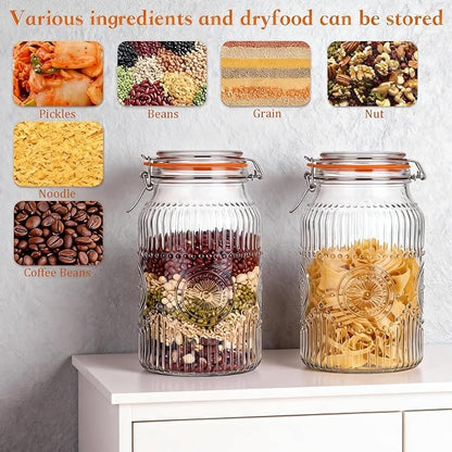 Amzcku Wide Mouth Vintage Mason Jars with Airtight Lid 128oz 1 Gallon, Canister Gallon Jars for Kitchen Storage - for Coffee, Sugar, Beans 2 Pack