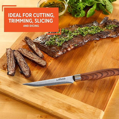 IMUSA 4.5in Chef WL Stainless Steel Steak Knife with Wood Look Handle