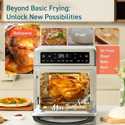 Cosori 11-in-1 Air Fryer Oven, 13Qt Small Footprint Airfryer combo with Rotisserie, Toast, Bake, Roast, Reheat Functions and more, Recipe Book & 6 Accessories Included, Perfect for Small Countertop