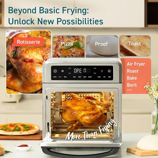 Cosori 11-in-1 Air Fryer Oven, 13Qt Small Footprint Airfryer combo with Rotisserie, Toast, Bake, Roast, Reheat Functions and more, Recipe Book & 6 Accessories Included, Perfect for Small Countertop