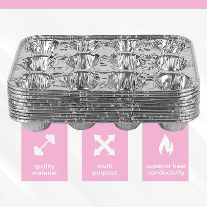 PLASTICPRO Aluminum Foil Mini Muffin Pans Reusable and Disposable, Holds 12 Mini Cupcakes/Muffin foil Pan Pack of 10