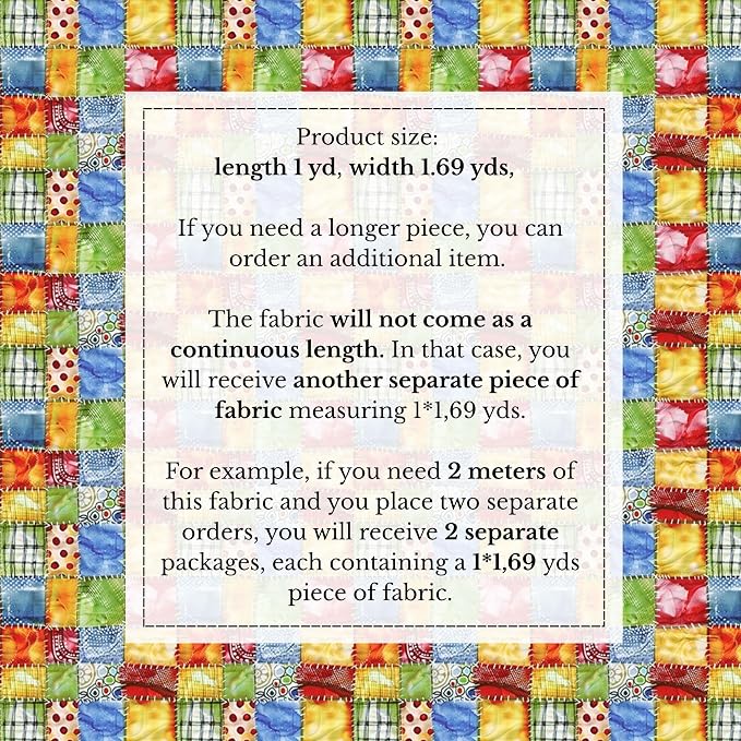 100% Cotton Fabric by the Yard – Turkish Quality Quilting & Sewing Fabric, 1 Yard x 1.69 Yards Wide, Patchwork Cotton for Crafts