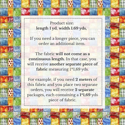 100% Cotton Fabric by the Yard – Turkish Quality Quilting & Sewing Fabric, 1 Yard x 1.69 Yards Wide, Patchwork Cotton for Crafts