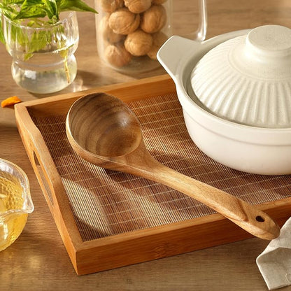 Ladle, Kaloo Teak Acacia Wooden Soup Ladle Spoons for Cooking, 10.6 inch, Gift Box Included