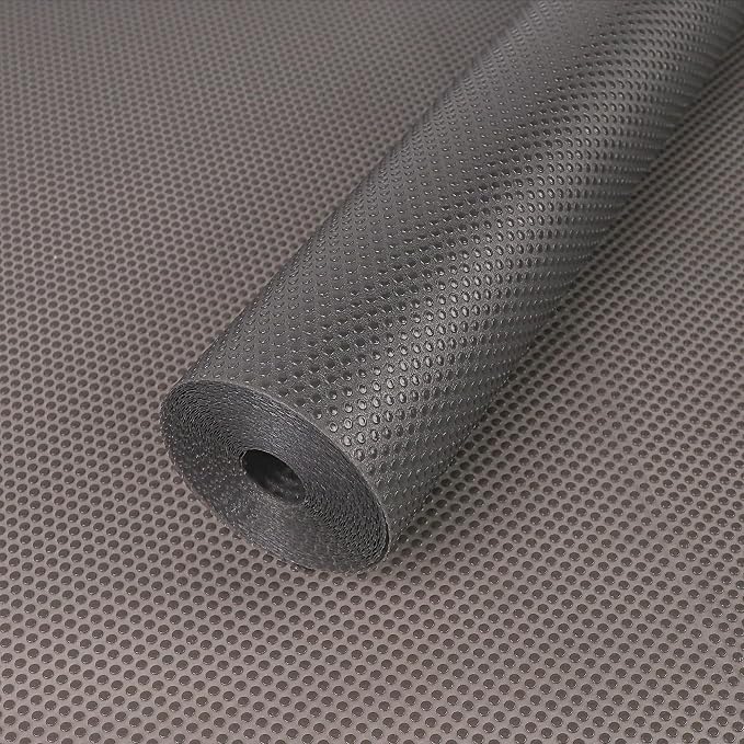 FLPMIX Shelf Liners for Kitchen Cabinets: 16" x 25' Clear Waterproof Drawer Mat - Translucent Grey Non-Adhesive Easy to Cut Refrigerator Liner for Pantry Shelving