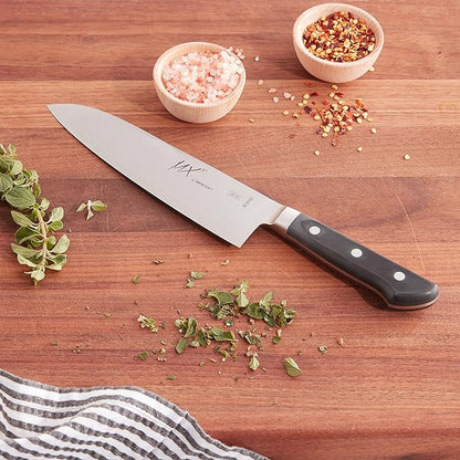 Mercer Culinary MX3 Premium San Mai VG-10 Steel Core Blade Santoku Knife, 185mm 7 Inch,Black