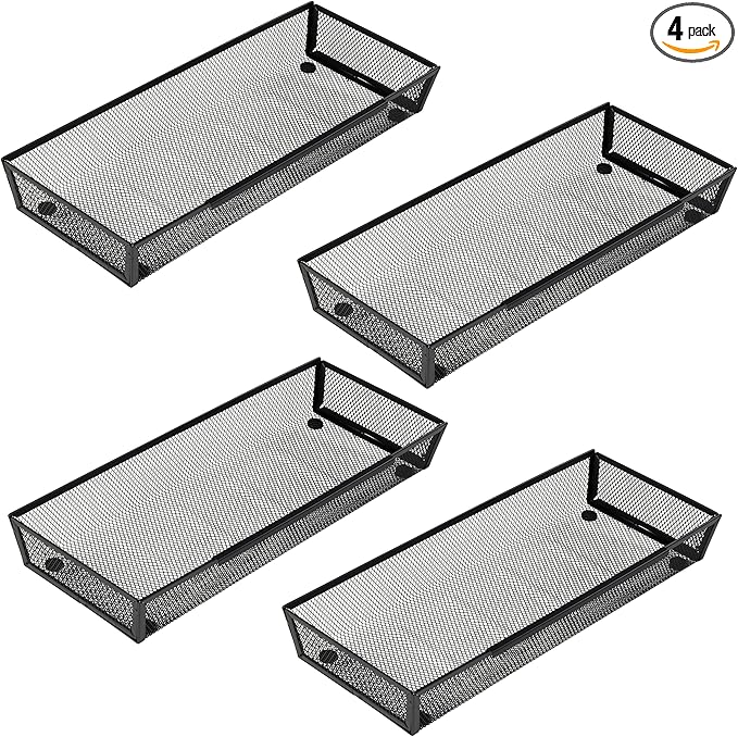 Mesh Tray Silverware Drawer Organizer Utensil Cutlery Tray Office Supplies Organizer for Flatware, Knives,Home,Office, School,Bedroom 15X6'' Black