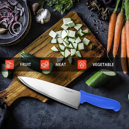 8 inch Japanese High Carbon Stainless Steel Chef Knife, Professional Extra Sharp Wide Cook Knife with Non-slip Ergonomic Handle, for Kitchen Home Restaurant