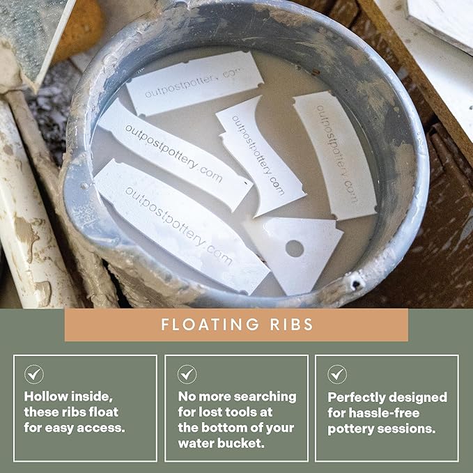 OUTPOST POTTERY Profile Ribs - Precision Pottery Rib Tools Made W/Durable PLA for Consistent Shapes, Floating Designs & Accurate Craft - Texture & Trimming Tools (Good Foot Bundle)
