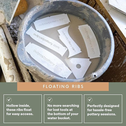 OUTPOST POTTERY Profile Ribs - Precision Pottery Rib Tools Made W/Durable PLA for Consistent Shapes, Floating Designs & Accurate Craft - Texture & Trimming Tools (Good Foot Bundle)