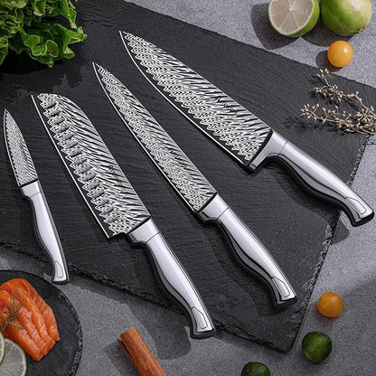 Knife Set, Astercook 15 Pieces Kitchen Knife Set with Built-in Sharpener, German Stainless Steel Knife Block Set, Razor-Sharp Knives with Full-tang Handle, Dishwasher Safe