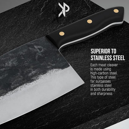 Kitchen perfection Handmade Meat Cleaver Knife for Meat Cutting - Professional 7" Serbian Chef Knife - Made of High Carbon Steel - Hand Sharpen Butcher Knife with Canvas Sheath, Unique Gifts for Men