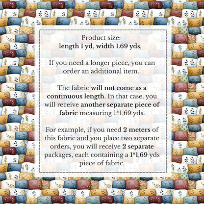 100% Cotton Fabric by the Yard – Turkish Quality Quilting & Sewing Fabric, 1 Yard x 1.69 Yards Wide, Patchwork Cotton for Crafts