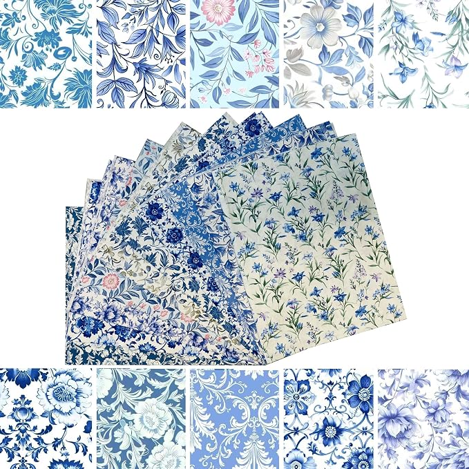 40 Strip Jelly Roll Fabric Strips for Sewing, 100% Cotton Fabric for Quilting Crafting, Precut Bundles, Patchwork Precut Quilt Squares-2.5" x 44" Blue Paisley