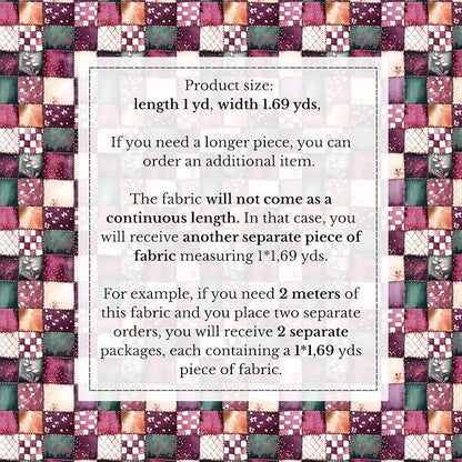 100% Cotton Fabric by the Yard – Turkish Quality Quilting & Sewing Fabric, 1 Yard x 1.69 Yards Wide, Patchwork Cotton for Crafts