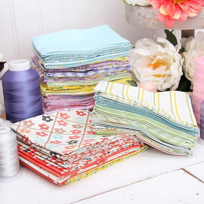 Threadart 6 Fat Quarter Bundles - Pastel Color Prints 100% Cotton Fabric - Premium 100% Cotton Quilting Fabric - No Duplicates - Full Size Fat Quarters 18"x21"