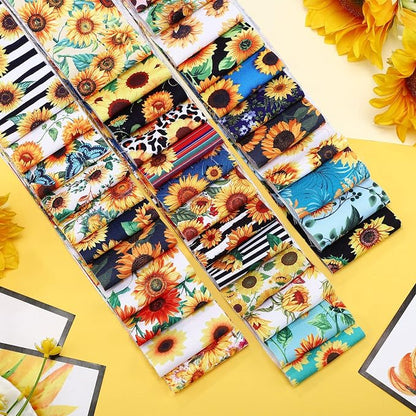 Kingdder 70 Pcs Sunflower Jelly Fabric Quilting Strips, 2.55 Inch Precut Cotton Patchwork Roll Cotton Quilting Fabric Bundle for Quilters and Sewing DIY Crafts