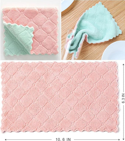20 Pack Kitchen Cloth, Microfiber Dish Towels Washcloths, Super Absorbent Coral Velvet Dishtowels, Premium Cleaning Cloths,Non-Stick Oil Quick Dry Dish Towels, Soft Tea Towel, Table Cleaning Cloths.