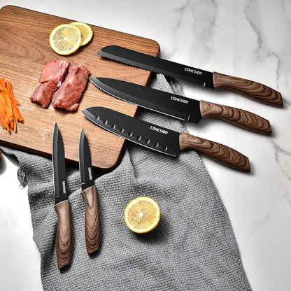 Cohesion 5 PCS Kitchen Knife Set with Magnetic Knife Holder for Wall, Ultra Sharp Chef Boxed Knife Set With Sheathes for Multipurpose Cooking with Ergonomic Handle