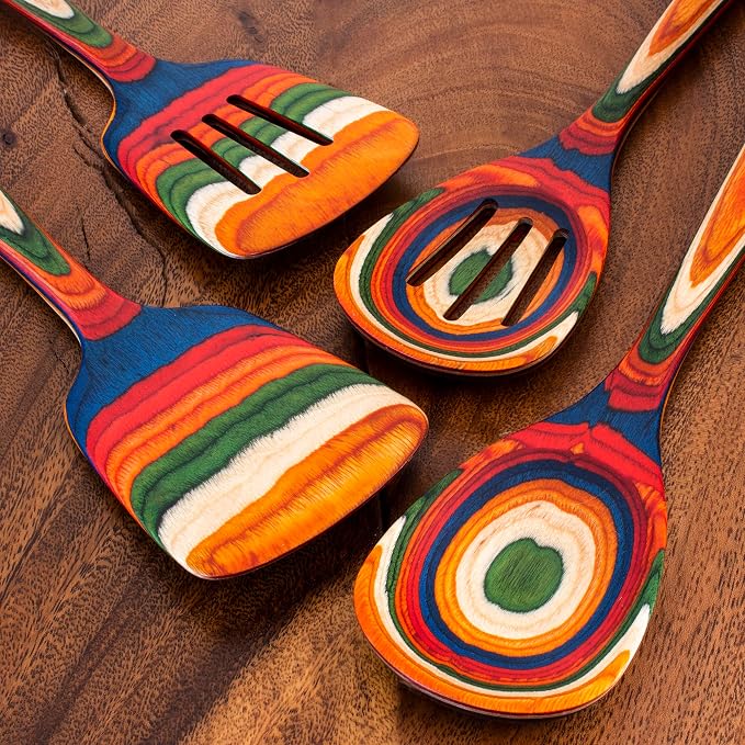 Totally Bamboo Baltique Marrakesh Collection 4 Piece Cooking Utensil Set, Ready for Nonstick
