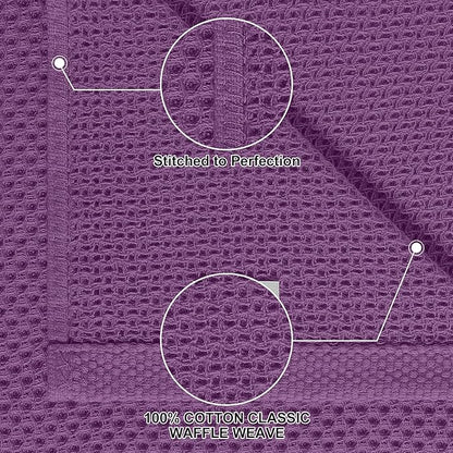 Homaxy 100% Cotton Kitchen Towels and Dishcloths Set, 12 x 12 Inches and 13 x 28 Inches, Set of 10 Bulk Kitchen Towels Set, Ultra Soft Absorbent Dish Cloths for Washing Dishes, Purple